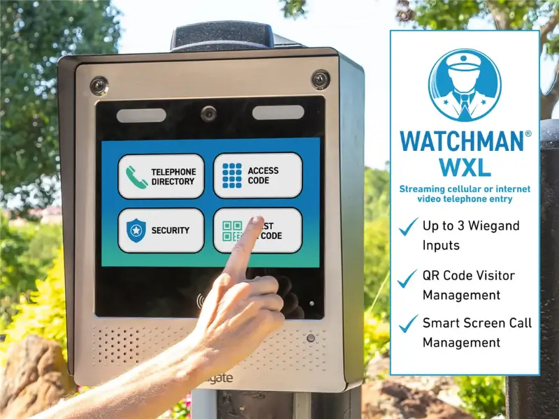 CellGate Watchman cellular video intercom installed at a gated community entrance