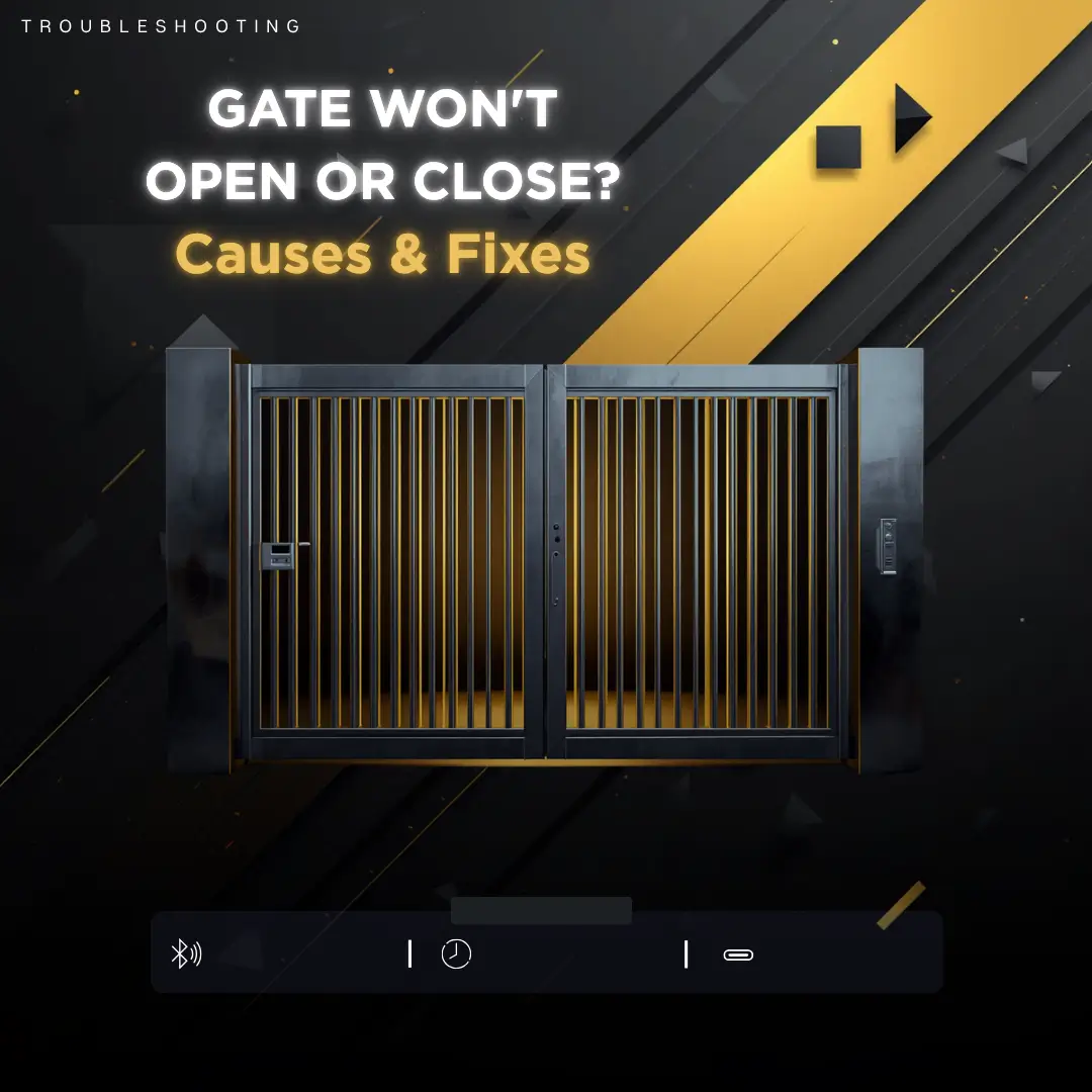 Technician diagnosing an automatic gate that will not open or close